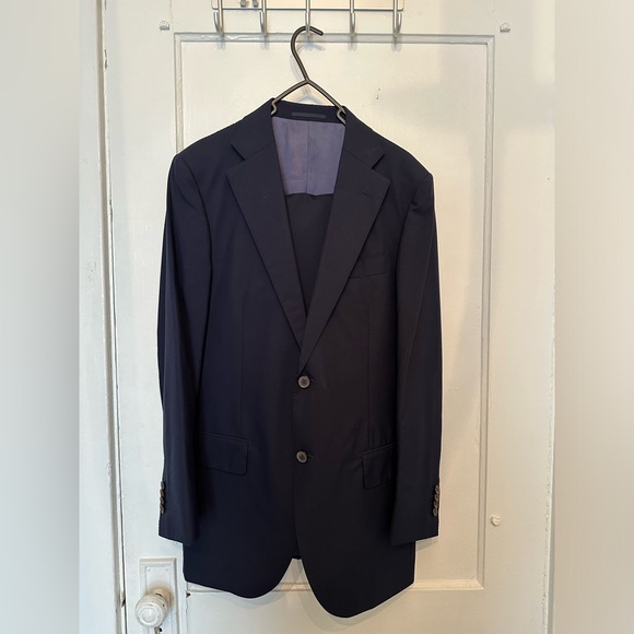 Woven by Vitale Barberis Canonico Tropical Wool Navy Suit 40L - Picture 2 of 7